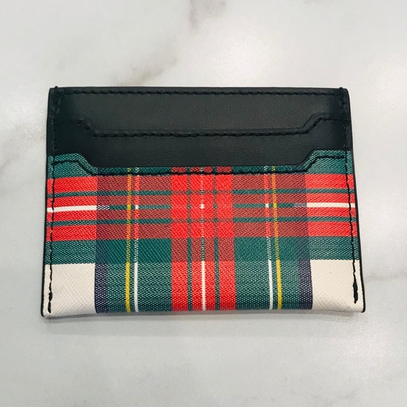 J.CREW Leather Plaid Tartan Card Holder Wallet - Picture 3 of 6